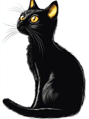 Fototapeta premium Black Cat with Yellow Eyes