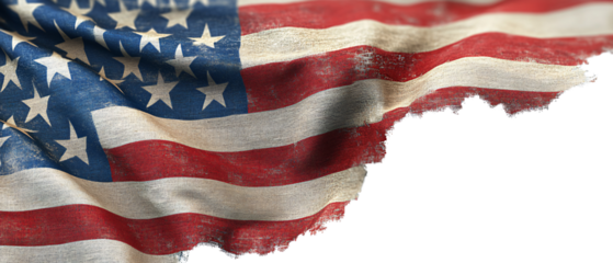 Worn and Torn American Flag CloseUp Photo with Faded Colors