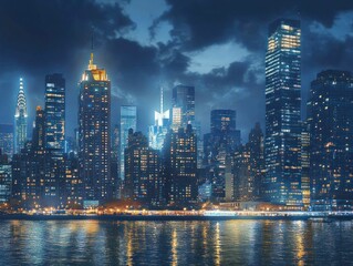 Obraz premium Night Skyline of the City