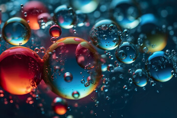 Colorful Background Of Small And Big Round Bubbles Scattered Across The Surface - Generative AI