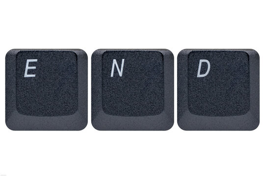 Black keys buttons from a keyboard showing the word END