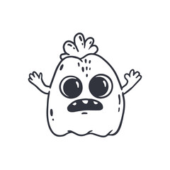 cute cartoon monster isolated on white background for coloring pages. Boo. Sketch, doodle.