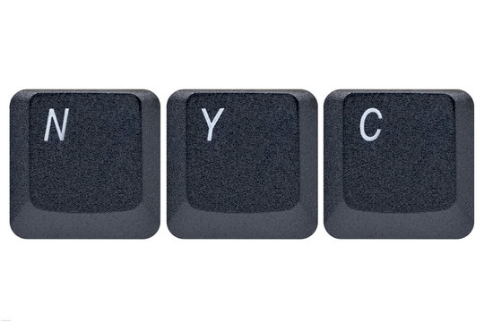 Black keys buttons from a keyboard showing the word shortcut NYC