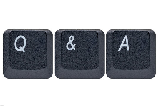 Black keys buttons from a keyboard showing the word shortcut Q&A