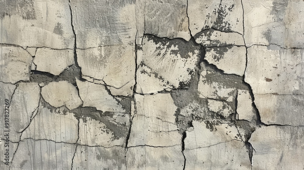 Wall mural Elegant Grays: Intriguing Cracks on Cement Surface