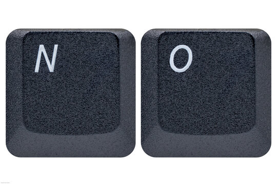 Black keys buttons from a keyboard showing the word NO