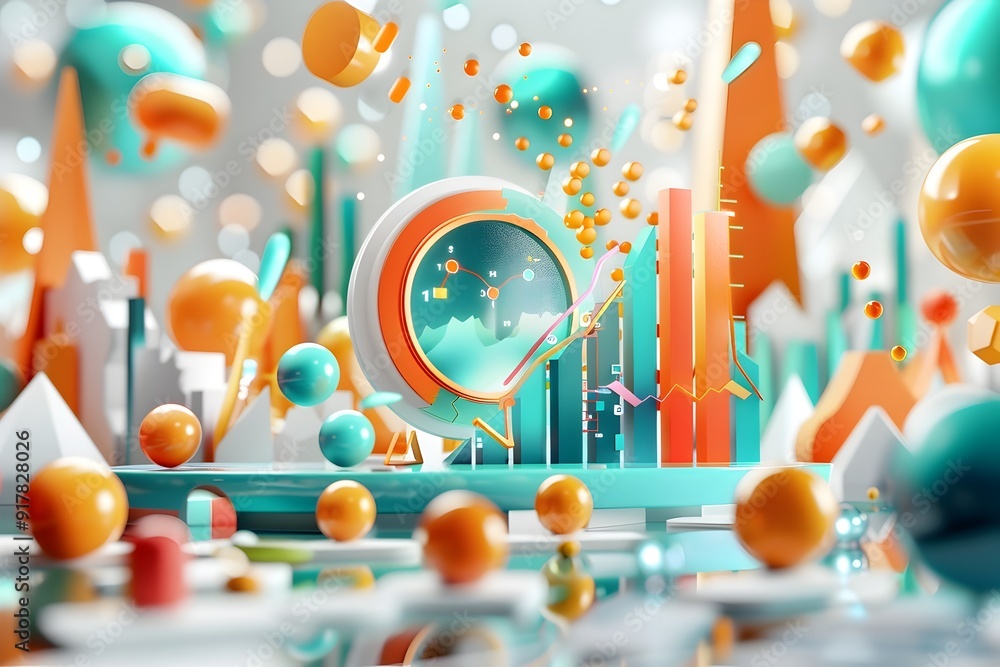 Poster abstract 3d background with time and growth