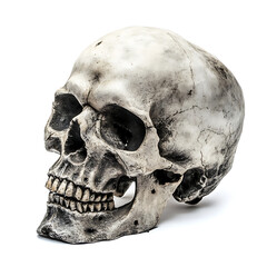 Obraz premium Skull, white background, traces of biological civilization