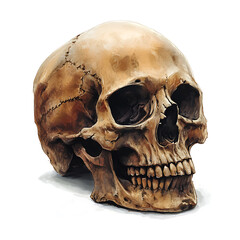 Obraz premium Skull, white background, traces of biological civilization