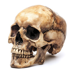 Obraz premium Skull, white background, traces of biological civilization