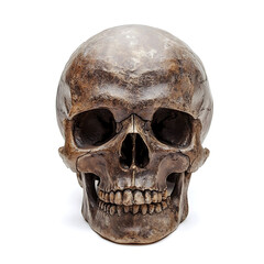 Obraz premium Skull, white background, traces of biological civilization