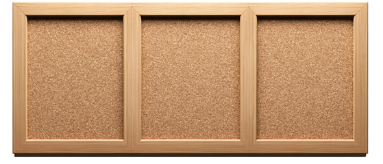 Fototapeta premium Wooden Framed Cork Board with Three Panels for Organization and Decoration, Wooden Framed Cork Board with Three Panels for Organization and