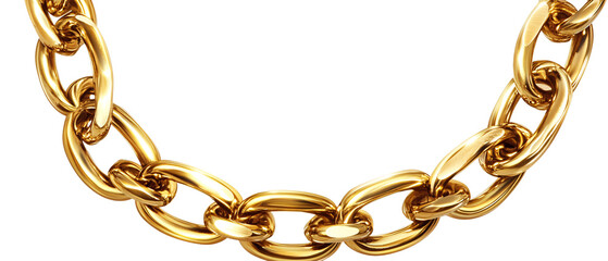 Shiny Gold Chain Links Isolated on Black Background