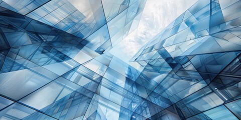 A blue and white image of a cityscape with many buildings and a cloudy sky