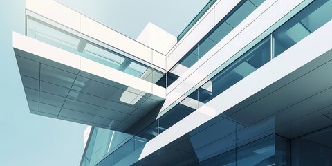 A large building with a glass facade and a white roof
