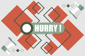 Vector banner. Megaphone with hurry speech bubble. Loudspeaker. Banner for business, marketing. Banner design vector illustration.