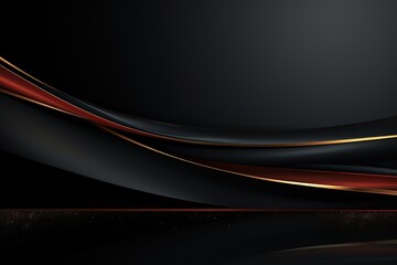 Abstract black background with red and gold lines.