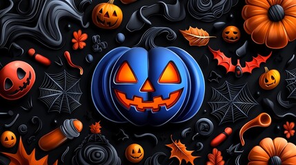 A Halloween-themed charity event poster featuring spooky icons and details.