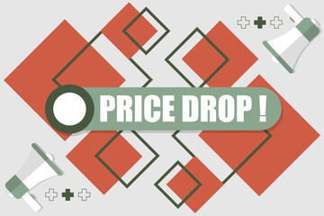 Vector banner. Megaphone with price drop speech bubble. Loudspeaker. Banner for business, marketing. Banner design vector illustration.