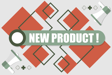 Vector banner. Megaphone with new product speech bubble. Loudspeaker. Banner for business, marketing. Banner design vector illustration.