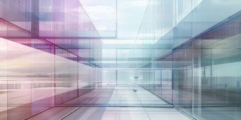 A large, empty room with many windows