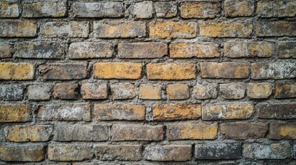 Fototapeta premium Close-up of an empty, old brick wall, showcasing its rugged texture and historic charm with a weathered look.