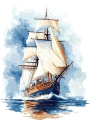 Sailing Ship Through a Whimsical Sky