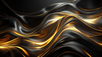 Obraz premium Abstract black and gold wavy background.
