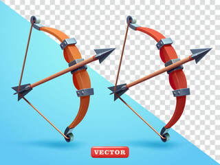 Medieval Archery Bow, 3d vector. Suitable for video games and design elements