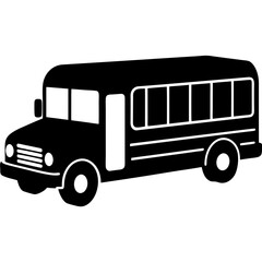 School bus icon isolated silhouette vector illustration on white background
