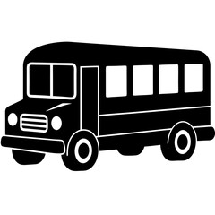 School bus icon isolated silhouette vector illustration on white background