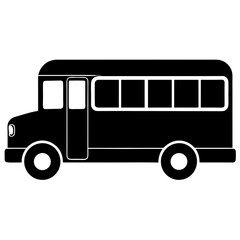 School bus icon isolated silhouette vector illustration on white background