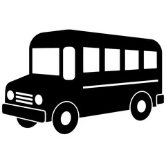 School bus icon isolated silhouette vector illustration on white background