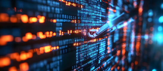 Supply chain vulnerability being exploited through a cyber attack on text code in an editor.