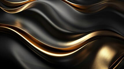 Abstract black and gold wavy background.