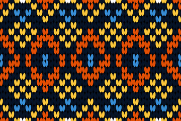Soft rhombus argyle knitting texture geometric vector seamless. Jacquard knit effect ornament. Scandinavian style seamless knitted pattern. Handicraft backdrop.