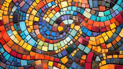 Fototapeta premium Colorful tiles arranged in a vibrant mosaic, forming an intricate and captivating abstract design.