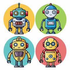 Fototapeta premium Cute robot cartoon icon character isolated, graphic design sign