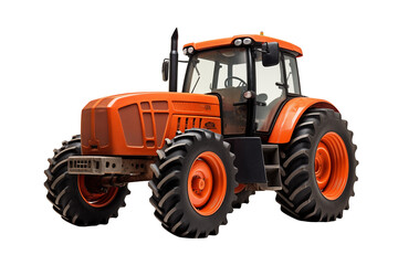 Obraz premium Agricultural red tractor on transparent background. Topics related to the agricultural world. Image for graphic designer. Agricultural job offer. Organic farming Transparent background png cutouts. 