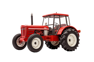 Obraz premium Agricultural red tractor on transparent background. Topics related to the agricultural world. Image for graphic designer. Agricultural job offer. Organic farming Transparent background png cutouts. 