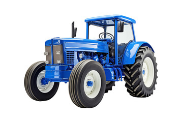 Obraz premium Agricultural blue tractor on transparent background. Topics related to the agricultural world. Image for graphic designer. Agricultural job offer. Organic farming Transparent background png cutouts 