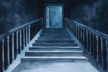Fototapeta premium Haunted mansion visit, spooky halls, eerie atmosphere, Watercolor style
