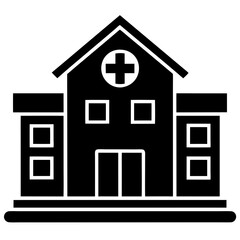 Hospital building vector icon. Icon of hospital building flat-style vector illustration.