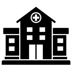 Hospital building vector icon. Icon of hospital building flat-style vector illustration.