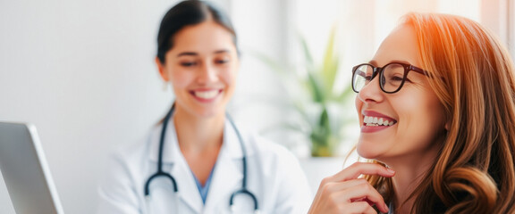 Happy Patient with Doctor in Exam Room