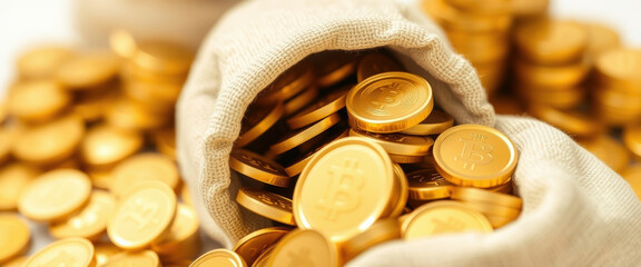 Bitcoin Coins in a Bag