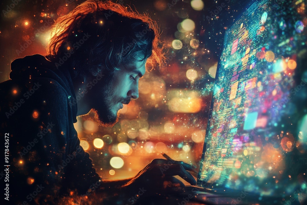 Aufkleber digital marketer mastering seo: abstract surreal website optimization