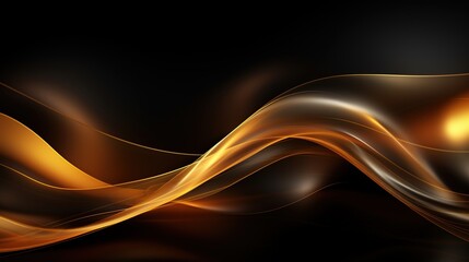 Abstract dark background with golden flowing waves.