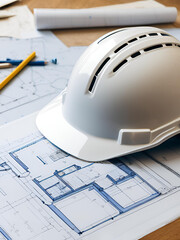 How about Construction helmet with blueprint and drawings?
