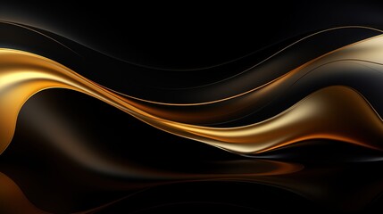 Abstract black and gold wavy background.